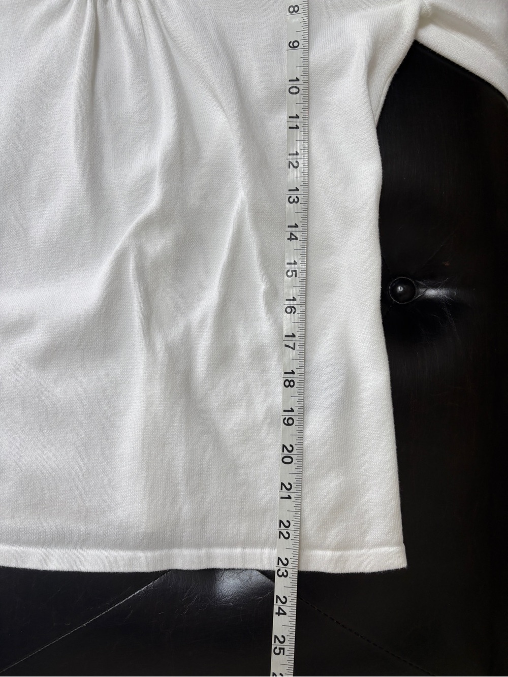 August Silk Crisp White Scoop Neck Ruffle Cuff Knit Lightweight Sweater - Picture 8 of 8